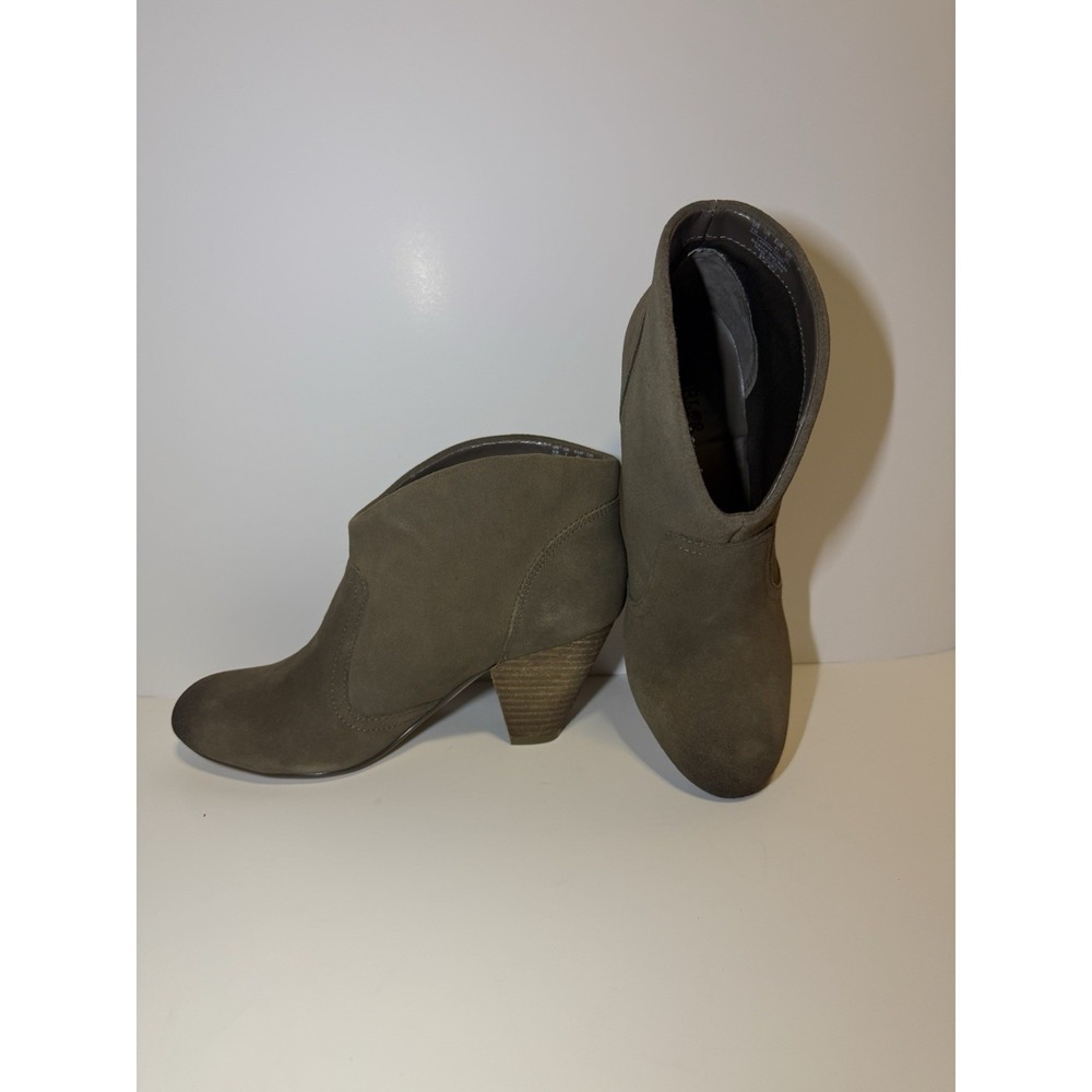Carlos Santana Olive Suede Ankle Boots Women's Size 9 Block Heel